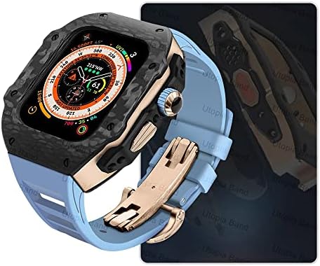 ערכת שינוי סיבי פחמן של CNHKAU למארז Apple Watch Ultra 49 ממ עבור IWatch 8 7 6 5 4 SE 45 ממ 44 ממ פס