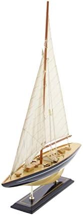דקו 79 פסל סירת מפרש עץ עם חבלול מציאותי, 17 איקס 4 איקס 21, בז