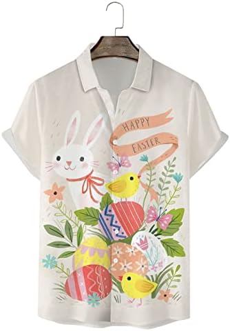 אישיות מזדמן אופנה לגברים פסחא 3 ד דפוס דיגיטלי הדפסת ארנב שרוול קצר חולצה חולצה למעלה חולצה בז'
