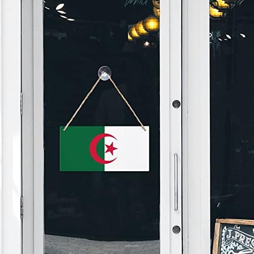 דגל אלג'יריה שלט עץ מותאם אישית לוח עץ עץ תלייה שלט קיר תפאורה עם חבלים למשרד הביתי