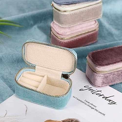 קופסת תכשיטים מיני של אנדי סחלבים, קטיפה עגילים ניידים עגילים ניידים אריזת קופסאות אחסון אריזת עגיל