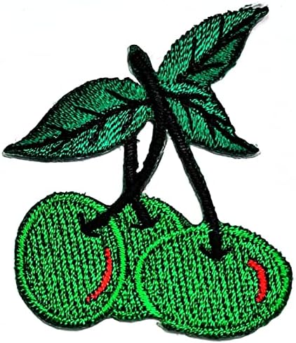 קליינפלוס 3 יחידות. מיני דובדבן פירות לתפור ברזל על טלאים רקומים קריקטורה ירוק פירות מדבקת מלאכת פרויקטים