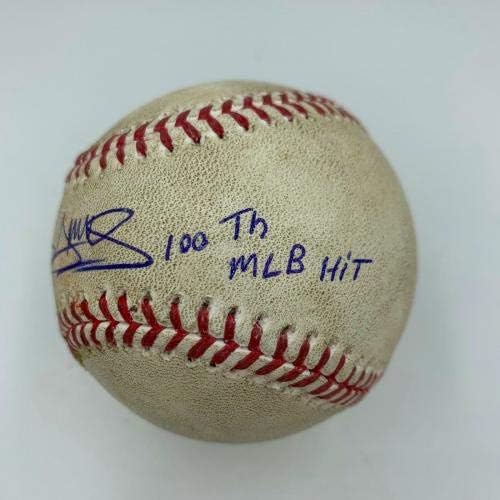 נדיר מיגל סנו חתם על משחק הלהיט הקריירה ה -100 בשימוש בייסבול MLB מאומת - משחק חתימה MLB משומש בייסבול