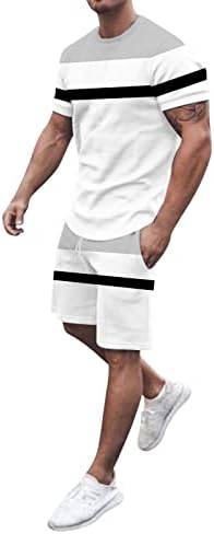 HSSDH Mens Short Sets תלבושות 2 חלקים, תלבושות קיץ לגברים טי שרוול קצר ומכנסי המותניים המותניים המותניים.