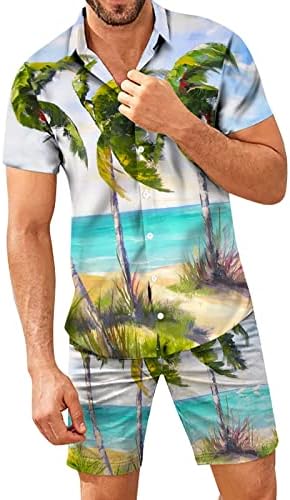חולצות טריקו לקיץ חולצת קיץ חוף חוף שרוול קצר מודפס גברים אביב אביב מכנסיים קצרים מזדמנים מכופתרים