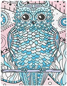 Alaza Mandala Zentangle Owl ינשוף גיליונות עריסה שבטי מצוידים בסדין בסינט לבנים פעוטות תינוקות, מיני