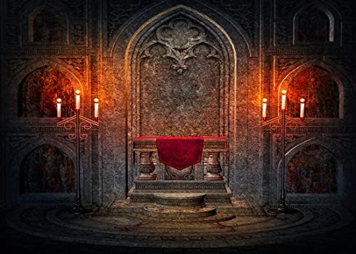 בד בלקו 9 * 6 רגל רקע פנים מזבח גותי לצילום ארמון גותי כהה כנסייה מימי הביניים נרות קיר אבן עתיקים רקע
