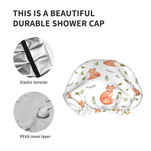 נשים לשימוש חוזר למתיחה שולי שיער כובע Kawaii שועל חמוד שכבות כפולות כפפות אטומות למקלחת כובע אמבטיה