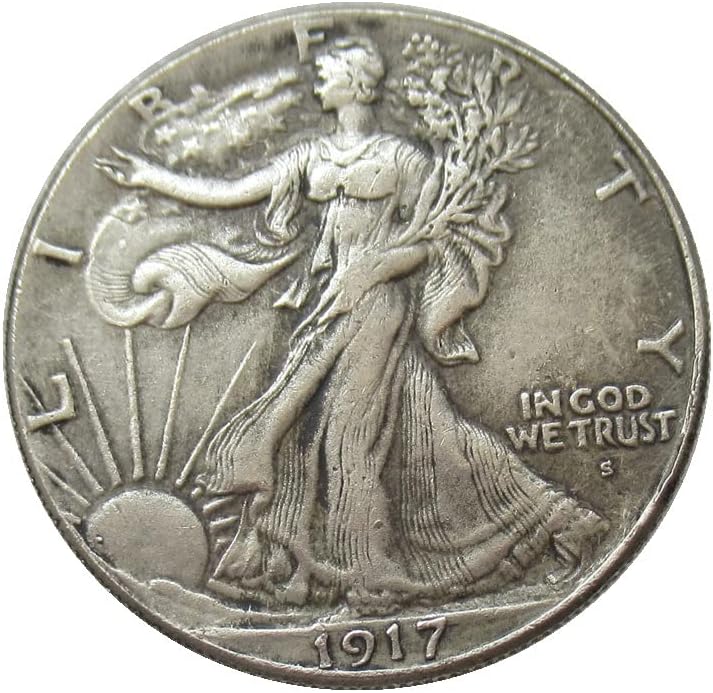 ארהב חצי דולר חופש הליכה 1917 לוגו צמרמורת רבייה מצופה כסף מטבע זיכרון