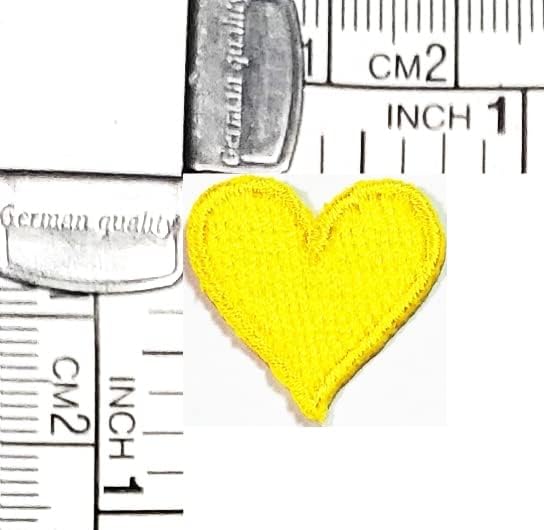 קליינפלוס 3 יחידות. מיני צהוב לב תיקון מלאכות אמנויות תפירת תיקון לבבות רקום ברזל על לתפור על תיקוני