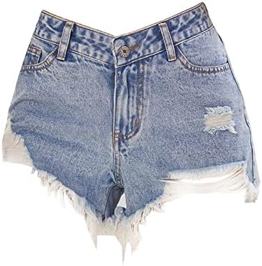 מכנסי ג'ינס לנשים קצרים בקיץ נמתחים במצוקה קרועה מכנסי ברמודה רוכסנים במתיחה של מכנסי ג'ינס מזדמנים