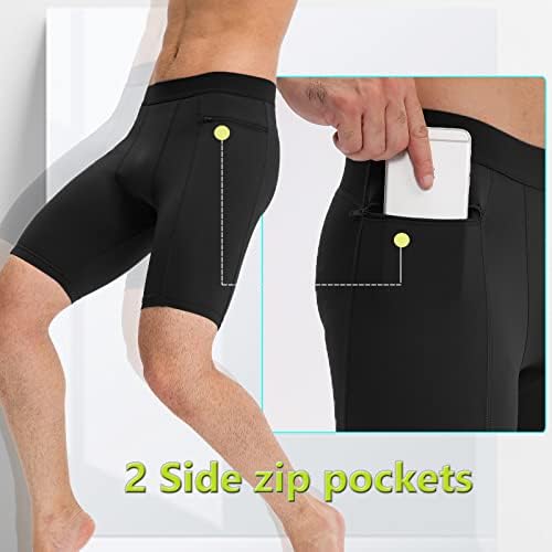 3 חבילה דחיסת מכנסיים קצרים לגברים ספנדקס ריצה אימון אתלטי שכבת בסיס תחתוני מכנסיים קצרים כיס