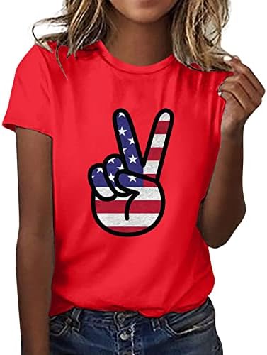 חולצות פטריוטיות לנשים דגל אמריקאי שרוול קצר שרוול צוואר טריק