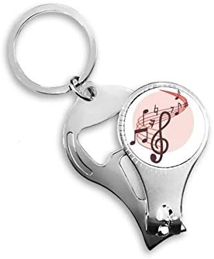 תווי מוסיקה אדומים בצורת עגול תווים ציפורניים טבעת ניפר טבעת מפתח שרשרת בקבוק פותחן