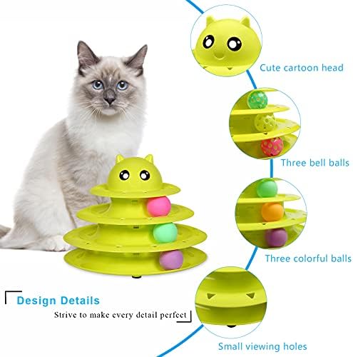 אפסקי חתול צעצוע רולר 3-רמת פטיפון חתול צעצוע כדורי עם שישה צבעוני כדורי אינטראקטיבי חתלתול כיף נפשי
