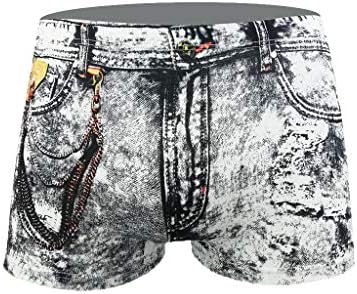 BMISEGM מתאגרפים תחתונים תחתונים של מכנסי בוקסר מודפסים לגברים מכנסיים בכיס ג'ינס תחתונים קצרים תחתוני
