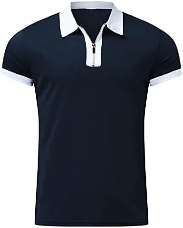 חולצת פולו פולו -1/4 של XXBR לגברים עם שרוול קצר -חולצות גולף -גולף לגברים; דחו חולצות צווארון