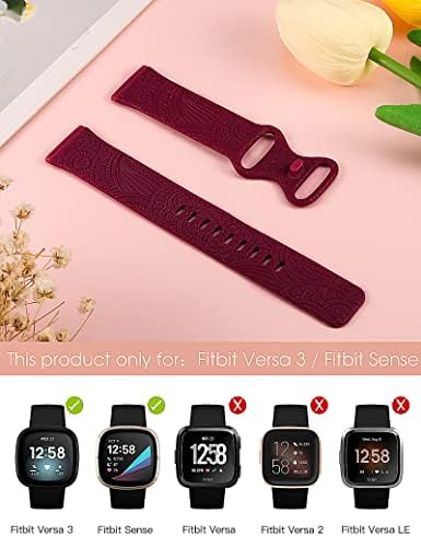 טויוטס להקה חרוטה פרחונית תואמת את Fitbit Versa 3/Fitbit Sense לנשים ילדה, ספורט סיליקון פרח קיץ מפואר