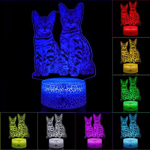 חיימילי חתול דקור חמוד לילה אור לילדים, חתול מתנות עם חכם מגע & מגבר; מרחוק 16 צבעים שינוי ניתן לעמעום