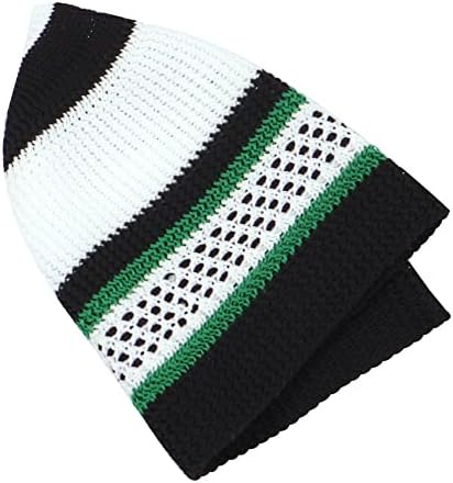 הקופי, שחור לבן רך עם פסים ירוקים ניילון נמתח כובע כיפה קופי מוסלמי כיפת טופי