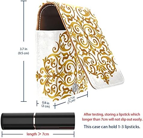זהב קו פרחוני גלוס מחזיק שפתון מקרה נייד איפור תיק נסיעות שפתון ארגונית מקרה עם מראה מיני שפתון תיבת