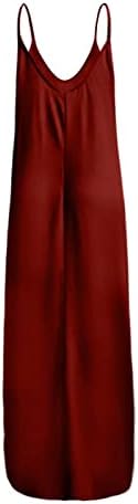 Jjhaevdy צבע אחיד של נשים טוניקה בסיסית שמלת מקסי שמלת ספגטי רצועות שרוולים ללא שרוולים חוף ים שחוף