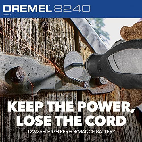 DREMEL 8240 12V ערכת כלי סיבוב אלחוטית עם מהירות משתנה ואחיזת נוחות - כוללת חבילת סוללה של 2AH, מטען,