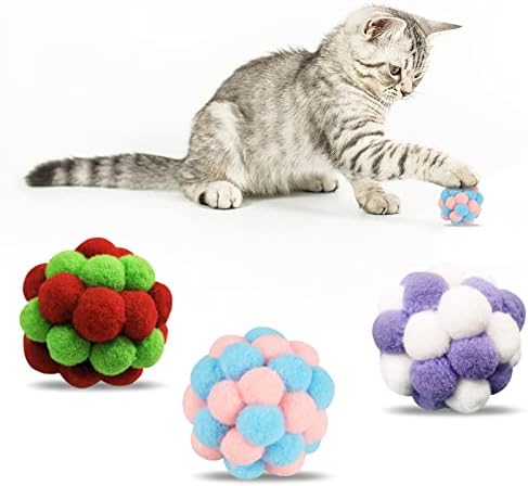 ווסטמי חתול צעצועי כדורי, צבעוני רך פאזי כדורי מובנה פעמון לחתולים, אינטראקטיבי חתול צעצועי מקורה חתולים