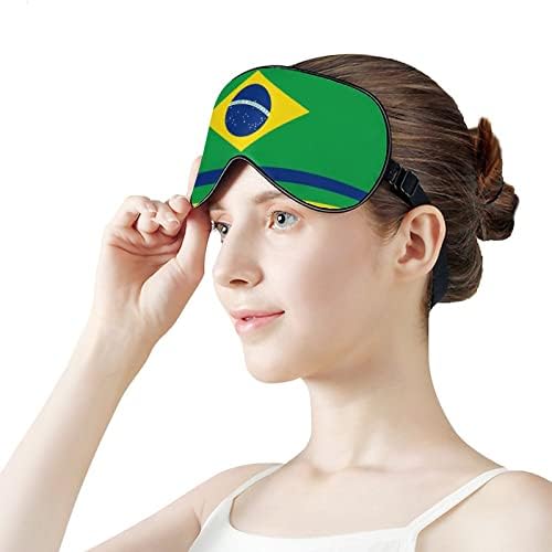 דגל ברזילאי הדפס מסכת עיניים קלה חסימת שינה עם רצועה מתכווננת לטיולים משמרת שינה