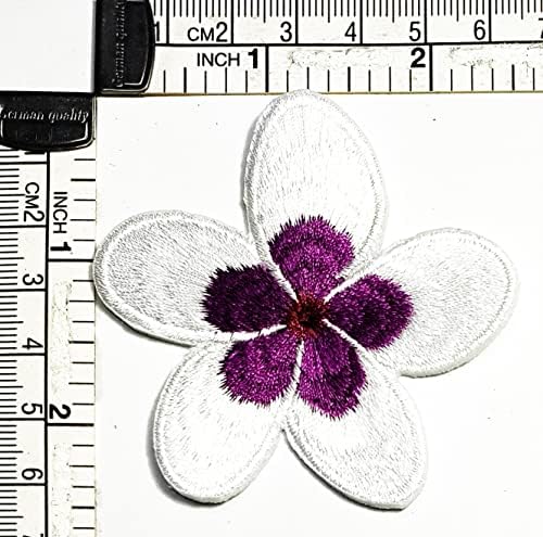 קליינפלוס 3 יחידות. הוואי אלוהה פרח תיקון רקום פרנגיפאני פרח ברזל על תג לתפור על תיקון בגדי רקמת אפליקצית