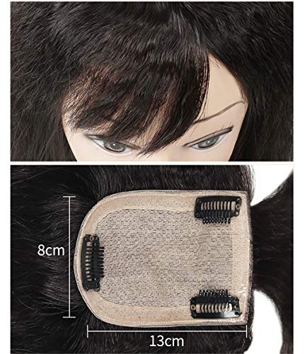 טופרים מצח שיער אנושי אמיתי, קליפ בסיס משי 3 על 5 בסיכות שיער חלקיות עם פוני לנשים, חום כהה 12