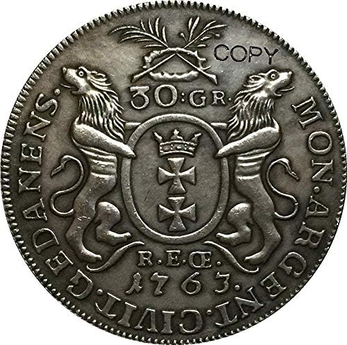 1763 מטבעות פולין העתק 33 ממ מתנות לאוסף קישוטים