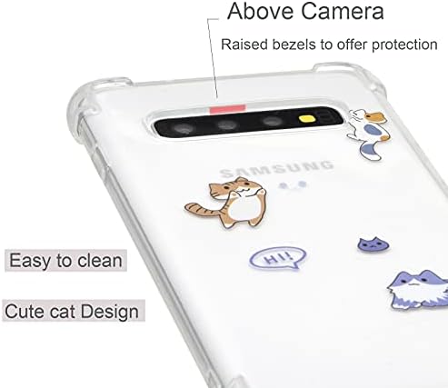 TNCYOLL תואם למארז Samsung Galaxy S10, כיף חתול חמוד ומגניב עיצוב ברור עיצוב פגוש פגוש פגוש סלולרי למגן