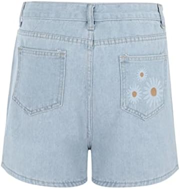 מכנסיים קצרים של נשים ג'ין 5 אינץ 'חילוט מגולגל מגולגל מגולגל מכנסיים קצרים רוכסן במתיחה של מכנסי ג'ינס