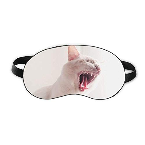 תצלום חתול לבן לבן חיה מגן שינה מגן עיניים רך כריכת גוון מכוסות עיניים