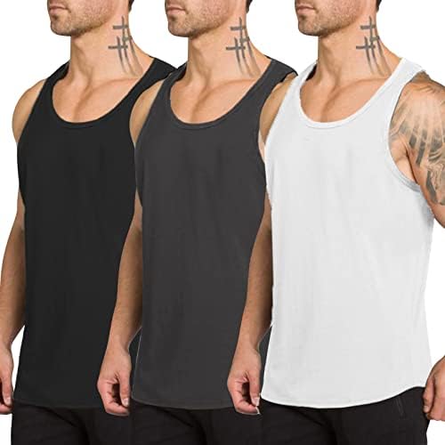 Turetrendy גברים 3 גופיות גופיות חולצת אימון יבש כושר חדר כושר ללא שרוולים חולצות שרירים