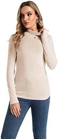 נשים מדומה של גולף צווארון גולף שכבתי בסיס פעיל חולצה שרוול ארוך חולצה רזה רזה