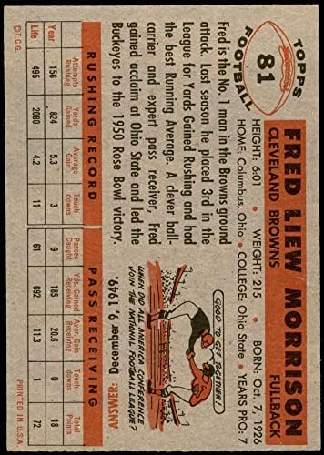 1956 Topps 81 פרד מוריסון קליבלנד בראונס- FB EX/MT Browns-FB אוהיו רחוב