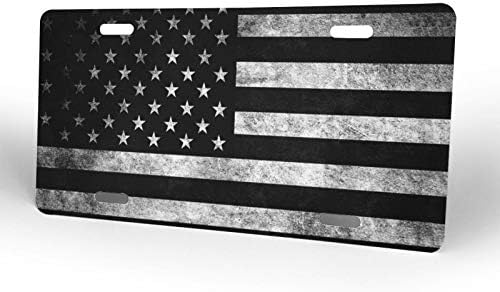 OHDS לוחית רישוי קדמית מודרנית דגל אמריקאי שחור - אלומיניום מתכת ארהב ארהב רישיון מובלט כיסוי צלחת יהירות,
