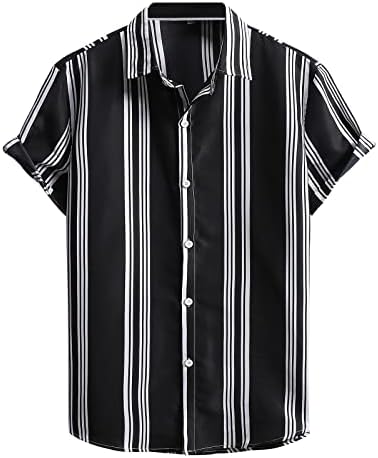 חולצות מפוסות לגברים של Beuu כפתור שרוול קצר למטה חולצת טי קיץ רזה מתאים וינטג 'חולצות מזדמנים חולצות