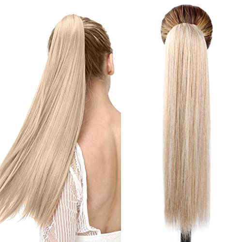 ישר קוקו שיער הרחבות 24 אינץ שרוך קליפ סינטטי ארוך ישר קוקו רך טבעי פאה עבור נשים