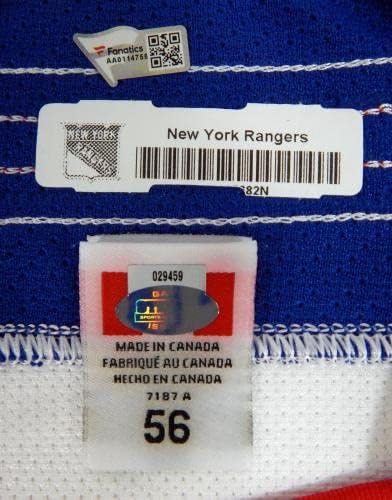 משחק ריינג'רס בניו יורק הונחה לבן ג'רזי רייבוק 56 DP40468 - משחק משומש גופיות NHL