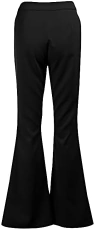 מכנסי רפיון נשים עם כיסים קפיצים רזים מתאימים למכנסיים עבודה מוצקה רוכסן רגל ישר ארוך גמיש וינטג '